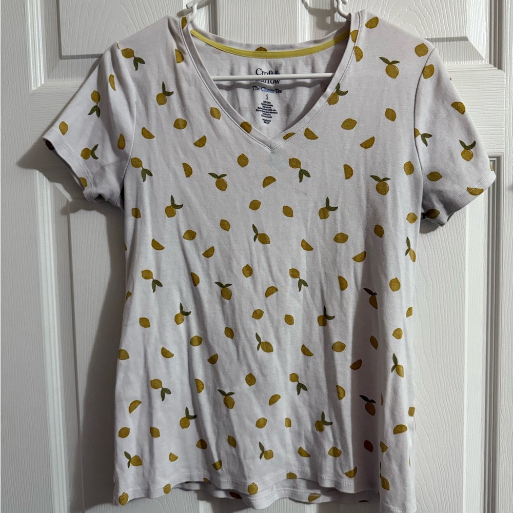 Croft & Barrow White Lemon Print Women's Top